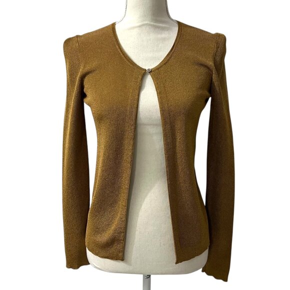 Ann Taylor Brown Mustard‎ Gold Jackie O Cardigan Sweaters XS - Picture 8 of 8